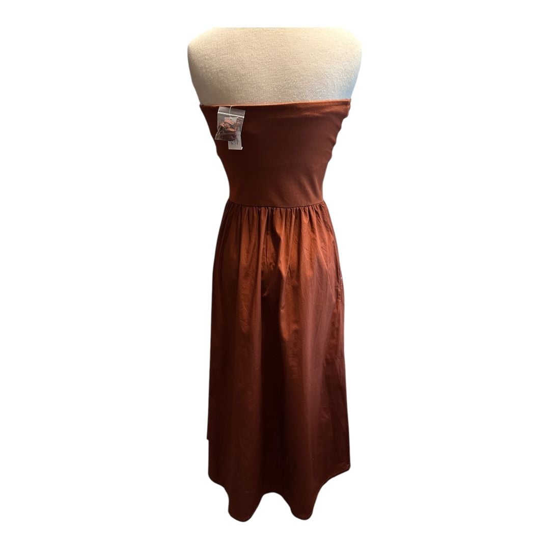 Express NWT Rust Tube Dress Elastic Waist Includes straps and Pockets SZ Med 3