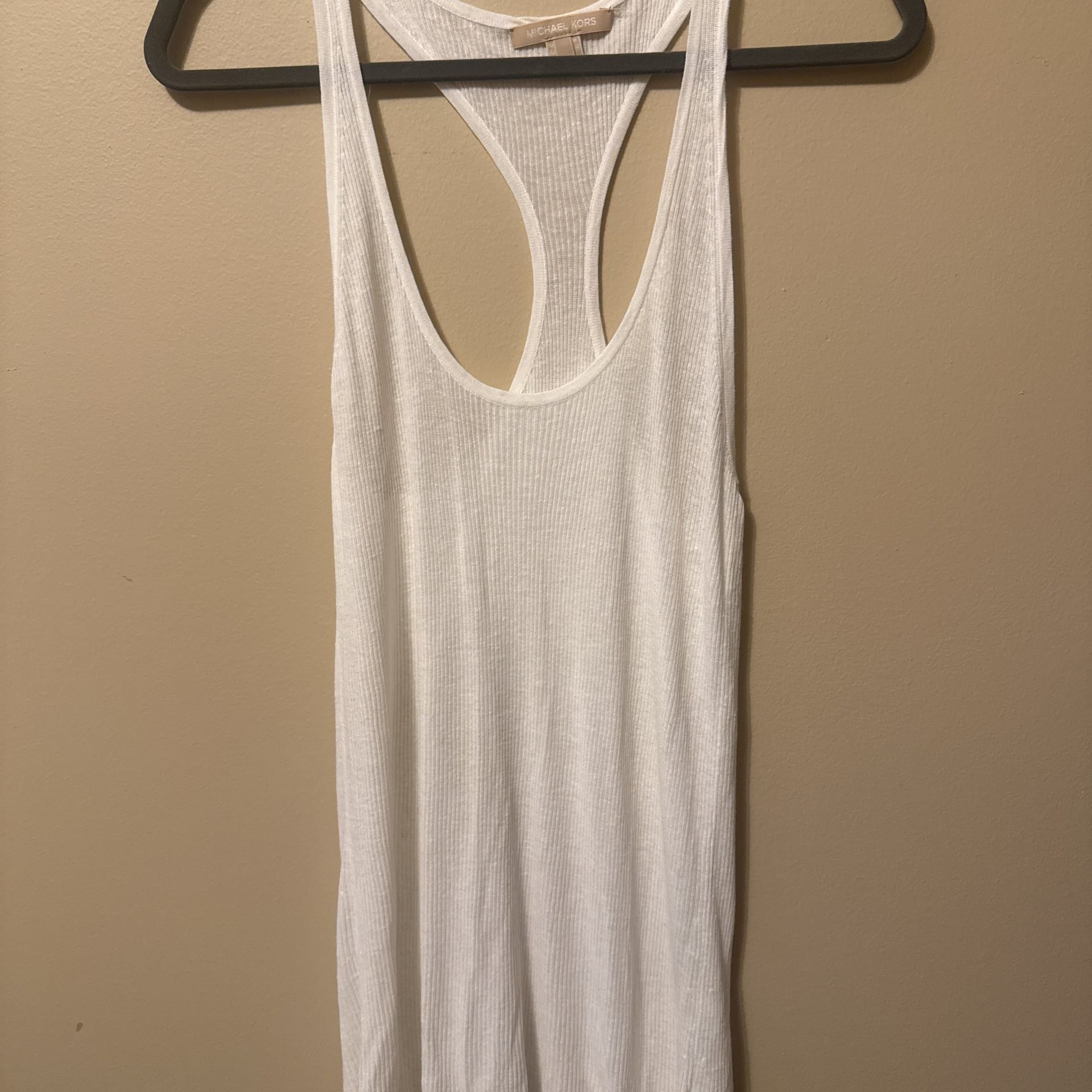 Michael kors White Ribbed Racerback Tank Top 1