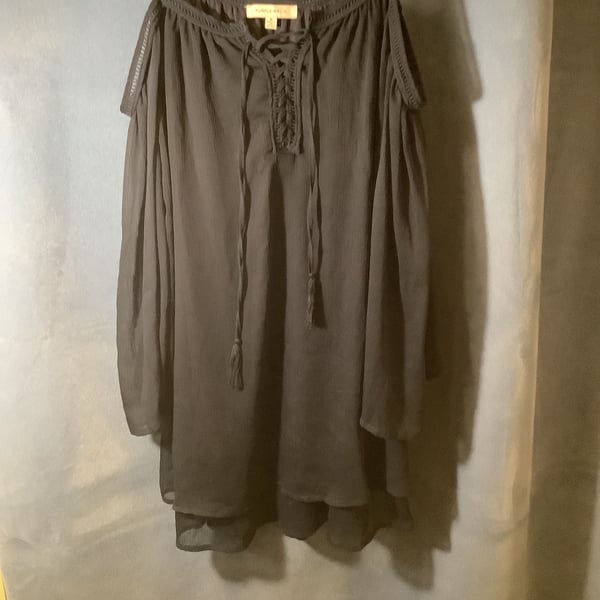 Women's Black Off-Shoulder Peasant Blouse