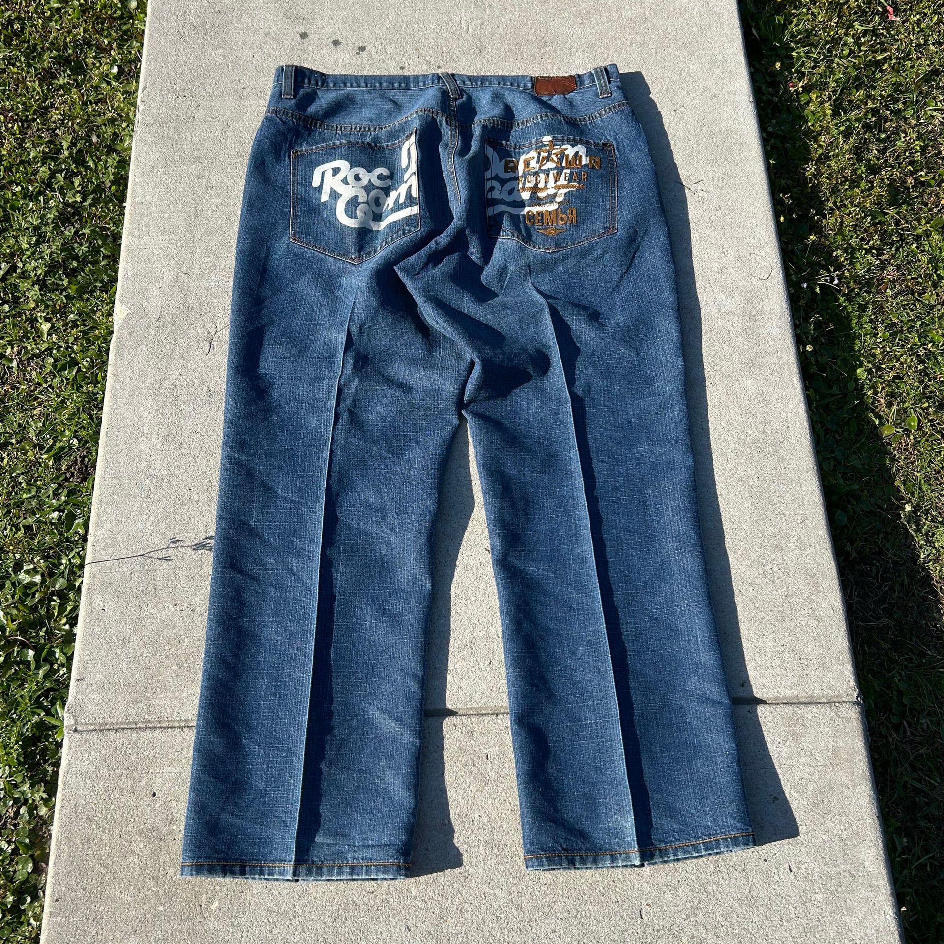 Vintage Rocawear Flap Pocket Denim Jeans Mens 42 Baggy Wide Leg Y2K 4