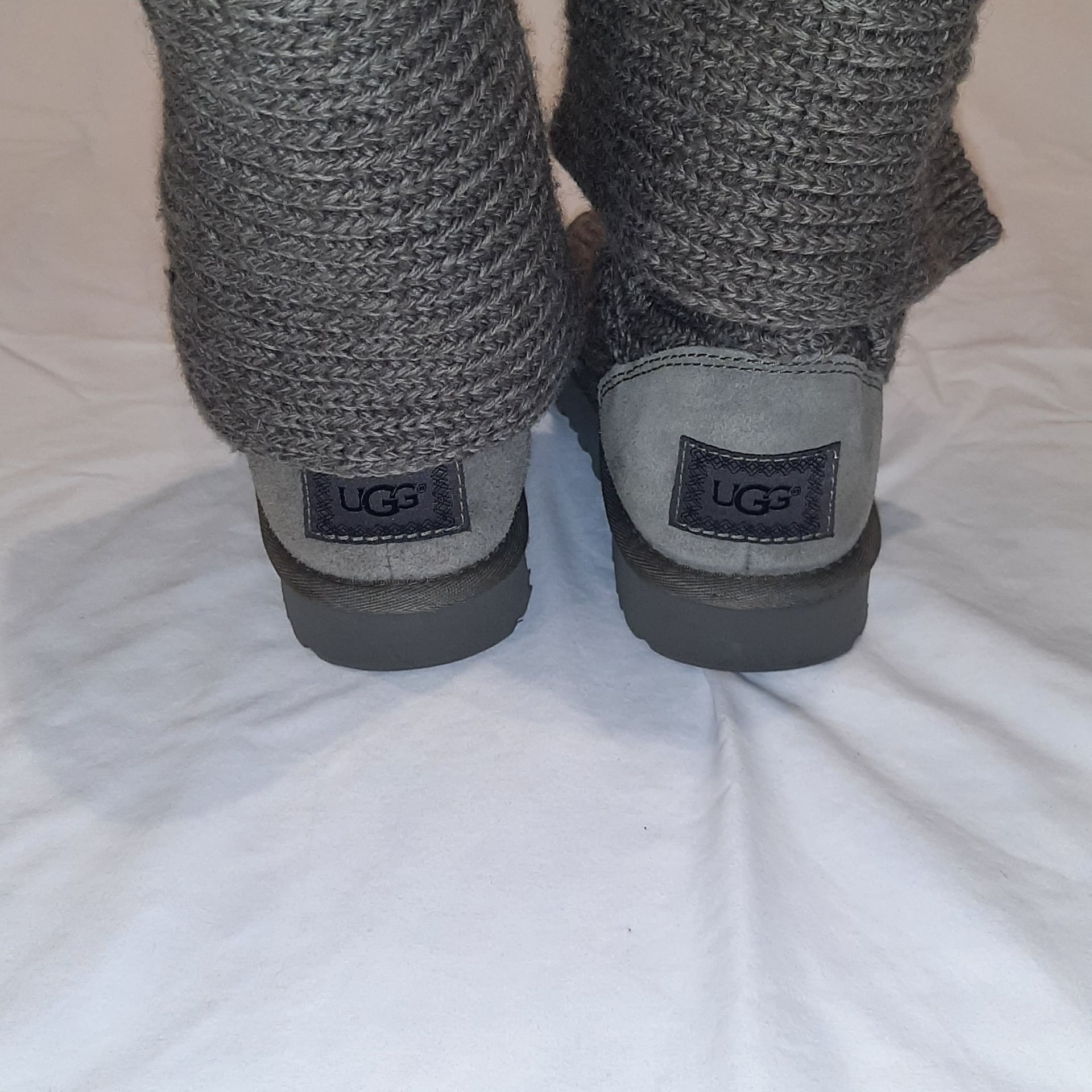 Knit Fold-Over Buttoned Ankle Boots - Charcoal 7