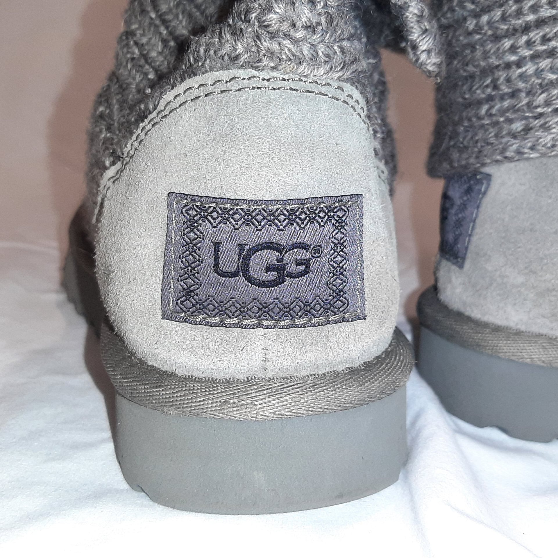 Knit Fold-Over Buttoned Ankle Boots - Charcoal 6