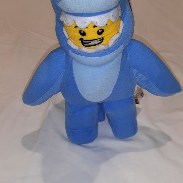 LEGO Minifigure Man Shark Suit Guy Blue 14” Soft Toy Plush VGUC Missing Tag