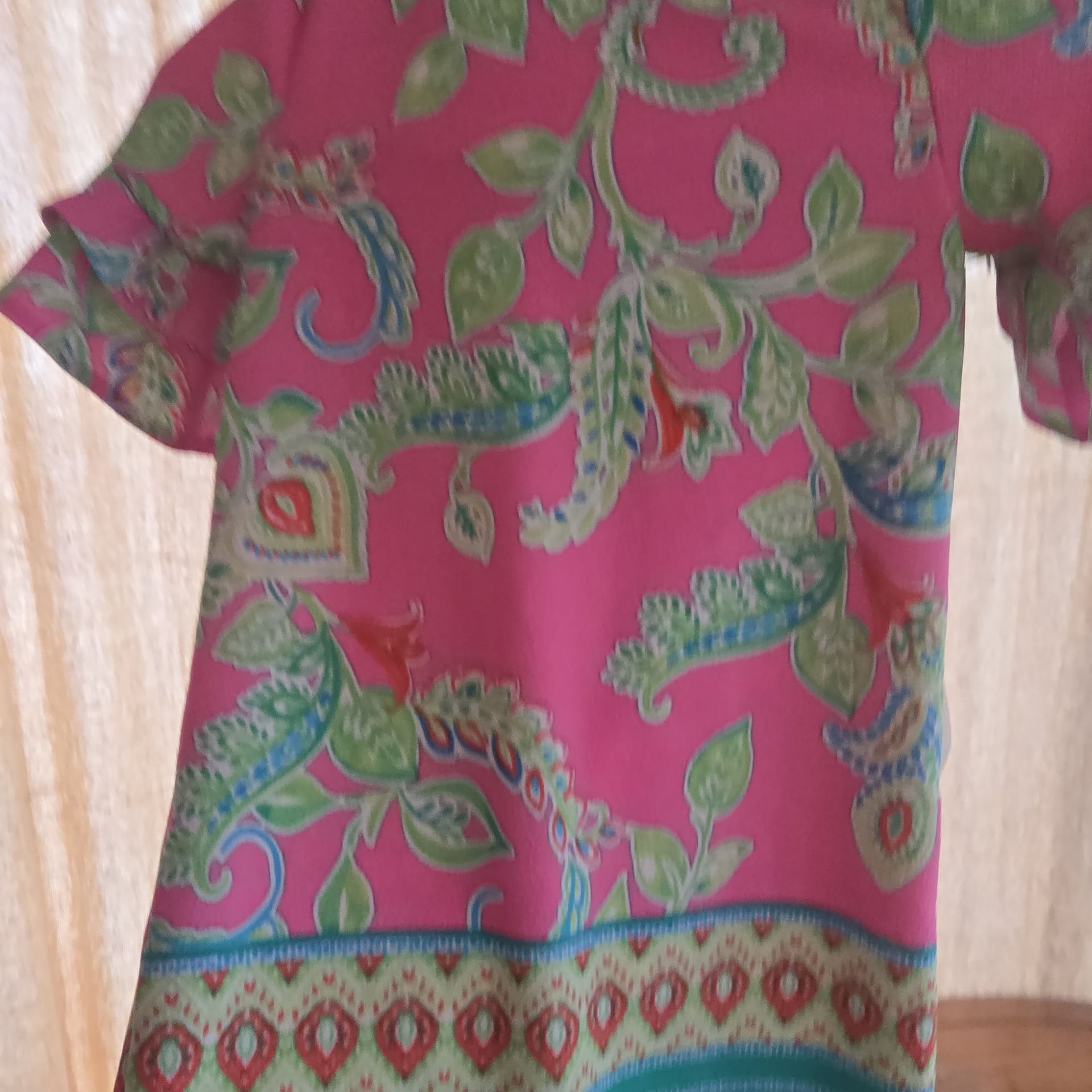 Super cute - PAPPAGALLO - Girl's Pink Green Floral Ruffle Sleeve Dress - Size XS 4-5 3