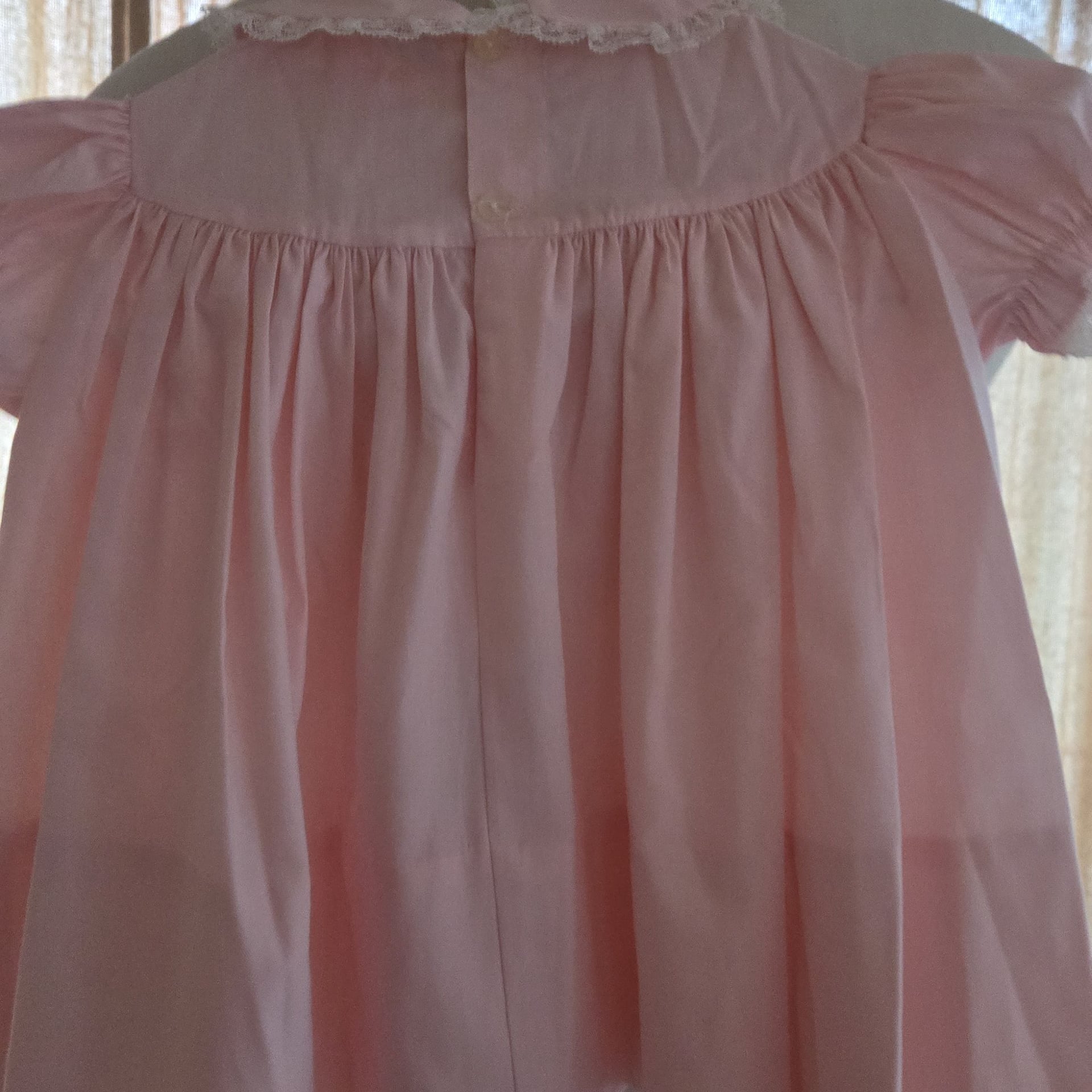 Vintage - CHERUBS - Baby Girl - Pink Embroidered Duck/Bird Lace Dress - Size 0-3 mon. 6