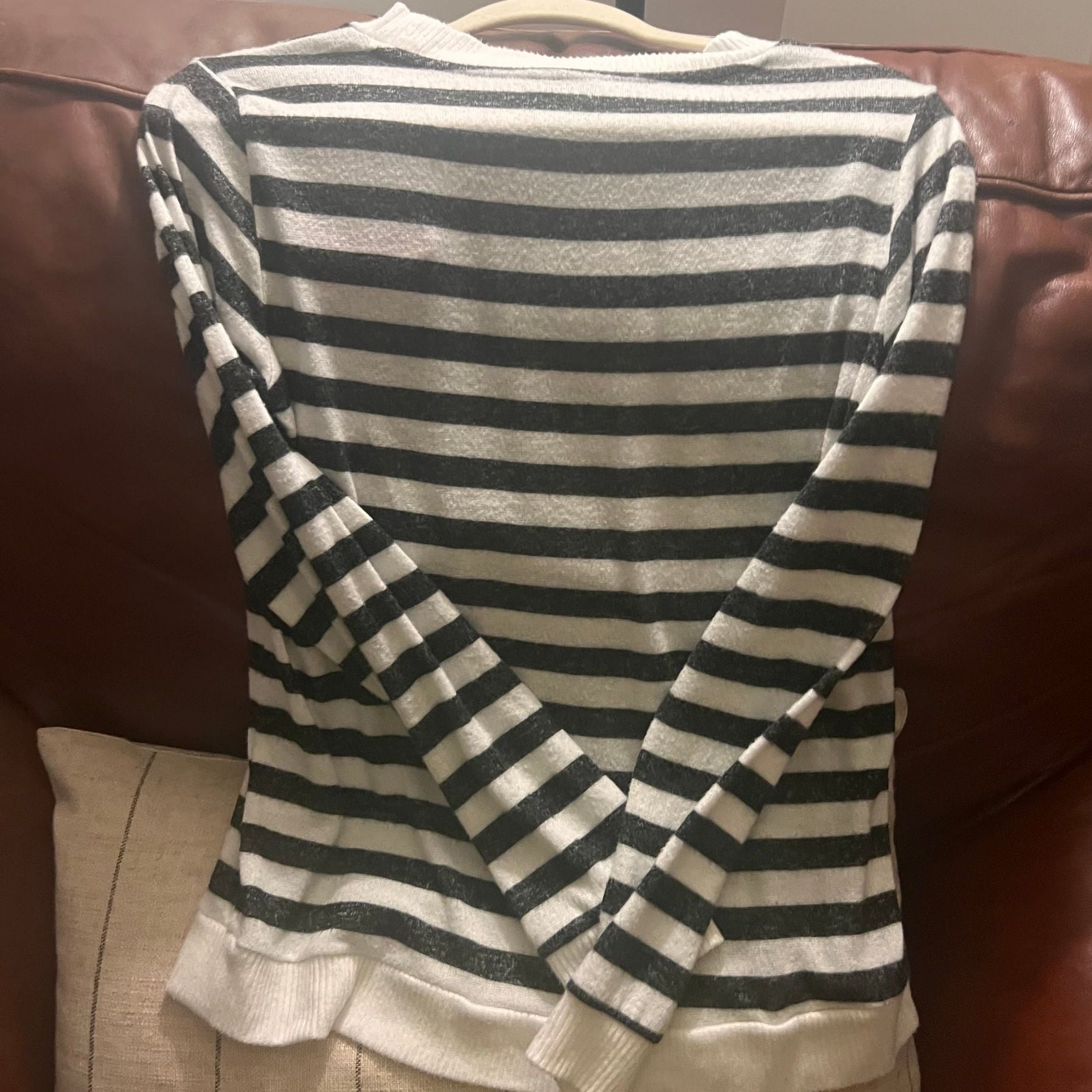 Bobeau Heart Stripe Crewneck Sweater on SALE 3