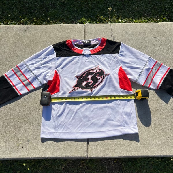 Full Send Men's Nelk Boys White Star Logo Long Sleeve Hockey Jersey, Size S
