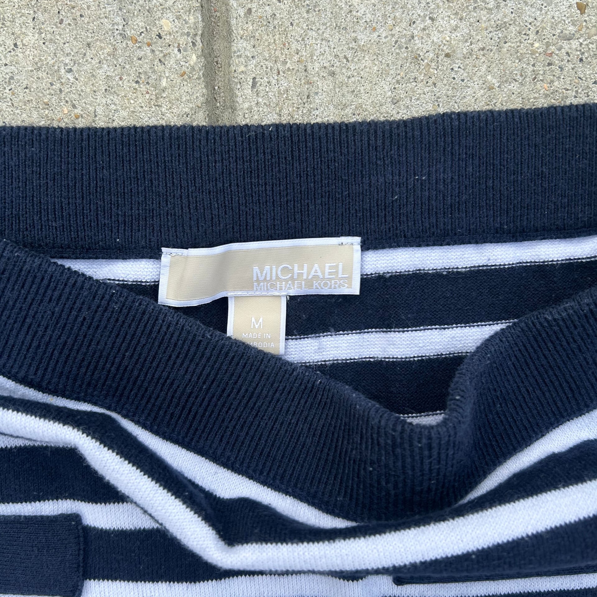 Michael Kors Striped Midnight Blue Women's Mini Skirt Size M 4