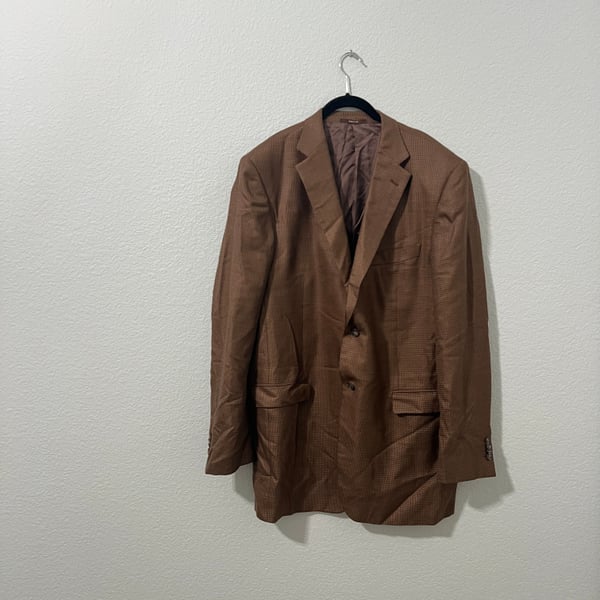 Ermenegildo Zegna Trofeo Silk Brown Glen Plaid Blazer 56L (IT)/46L (US)