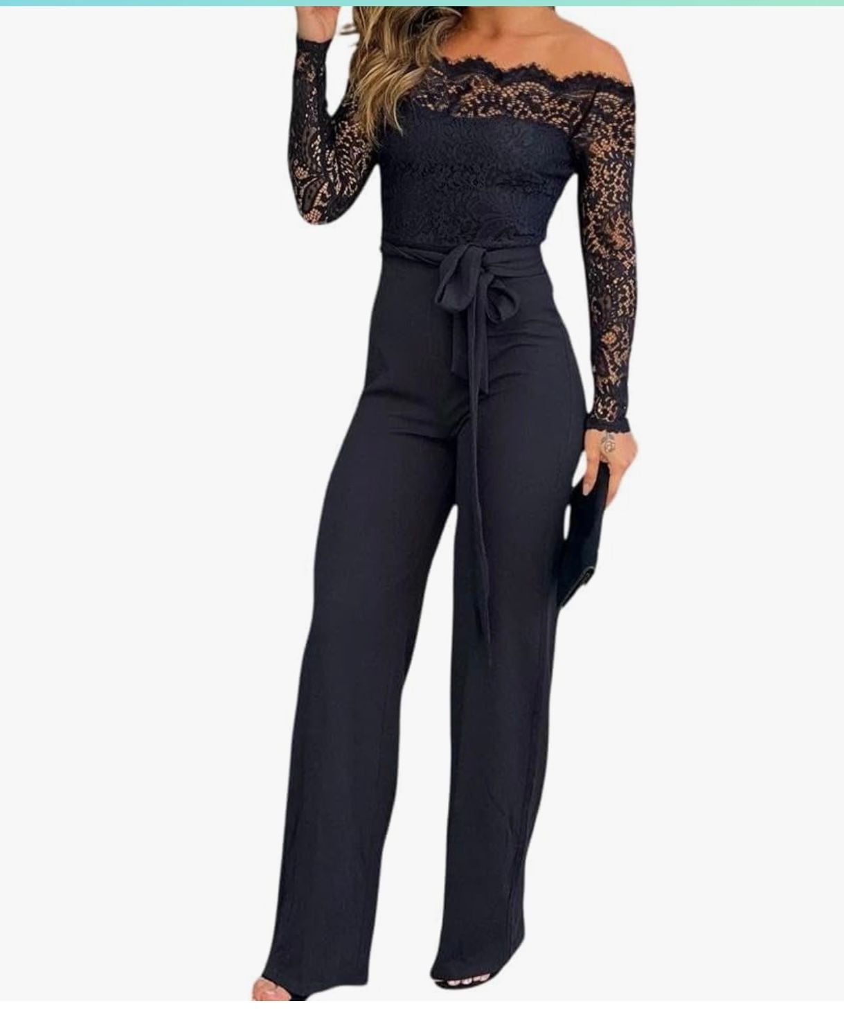 Elegant Black Long-Sleeve Gown with Sheer Details 1