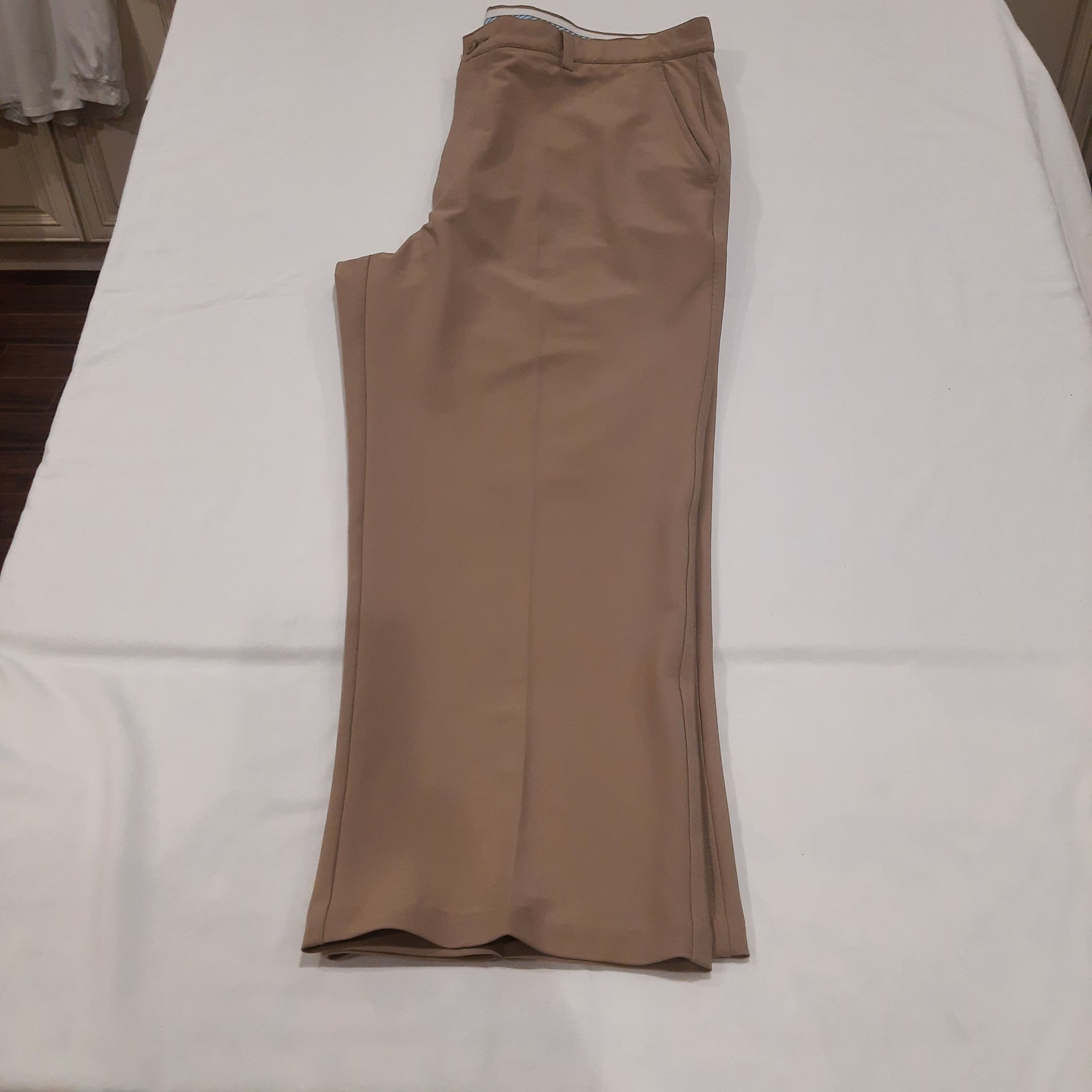 FJ FootJoy Pants Mens 40 Khaki Beige Chino Golf Performance Slacks Straight 40x30 4