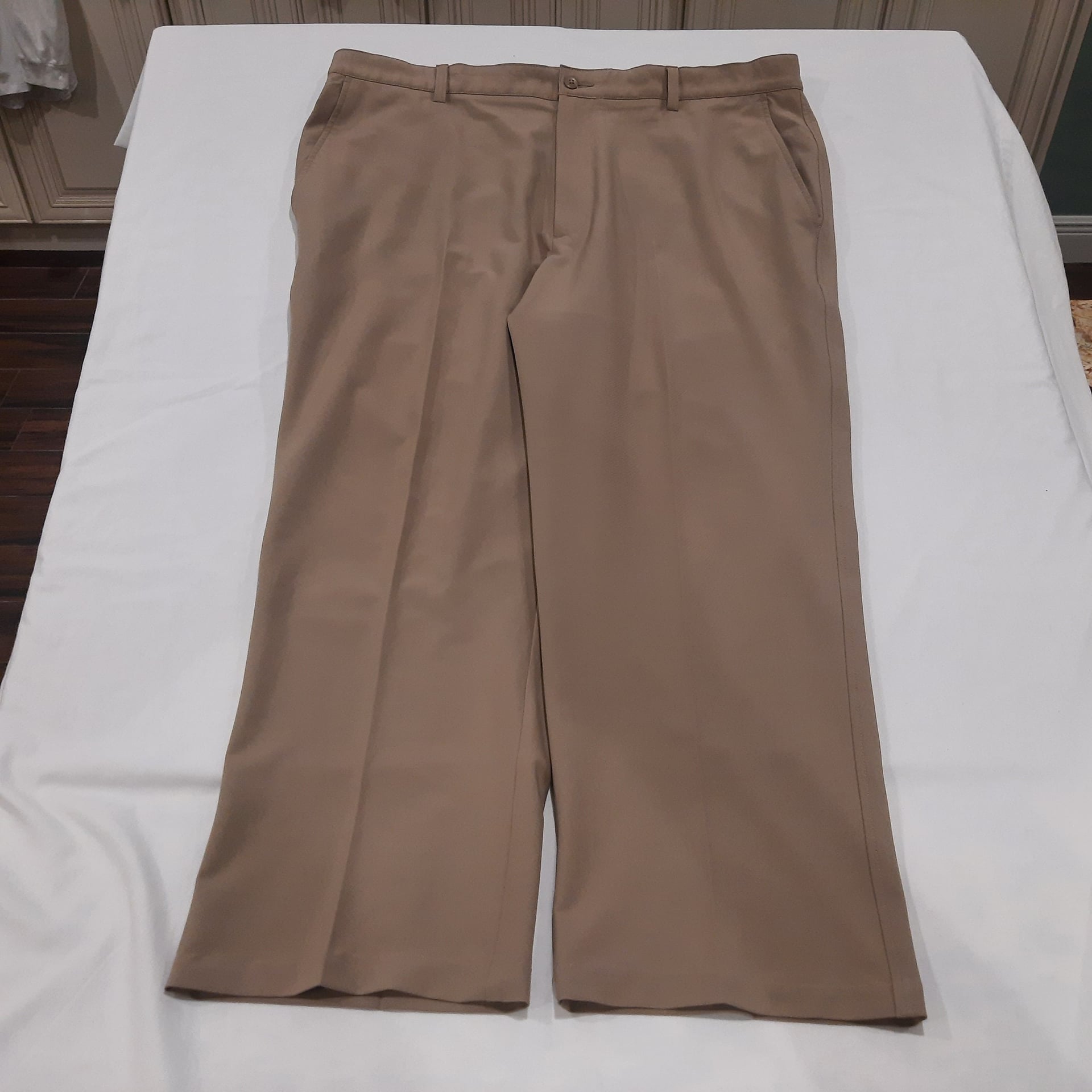 FJ FootJoy Pants Mens 40 Khaki Beige Chino Golf Performance Slacks Straight 40x30 2