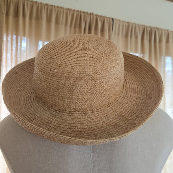 Women's Vintage BANASH Straw Sun Hat, Elastic Sweatband For Optimal Fit
