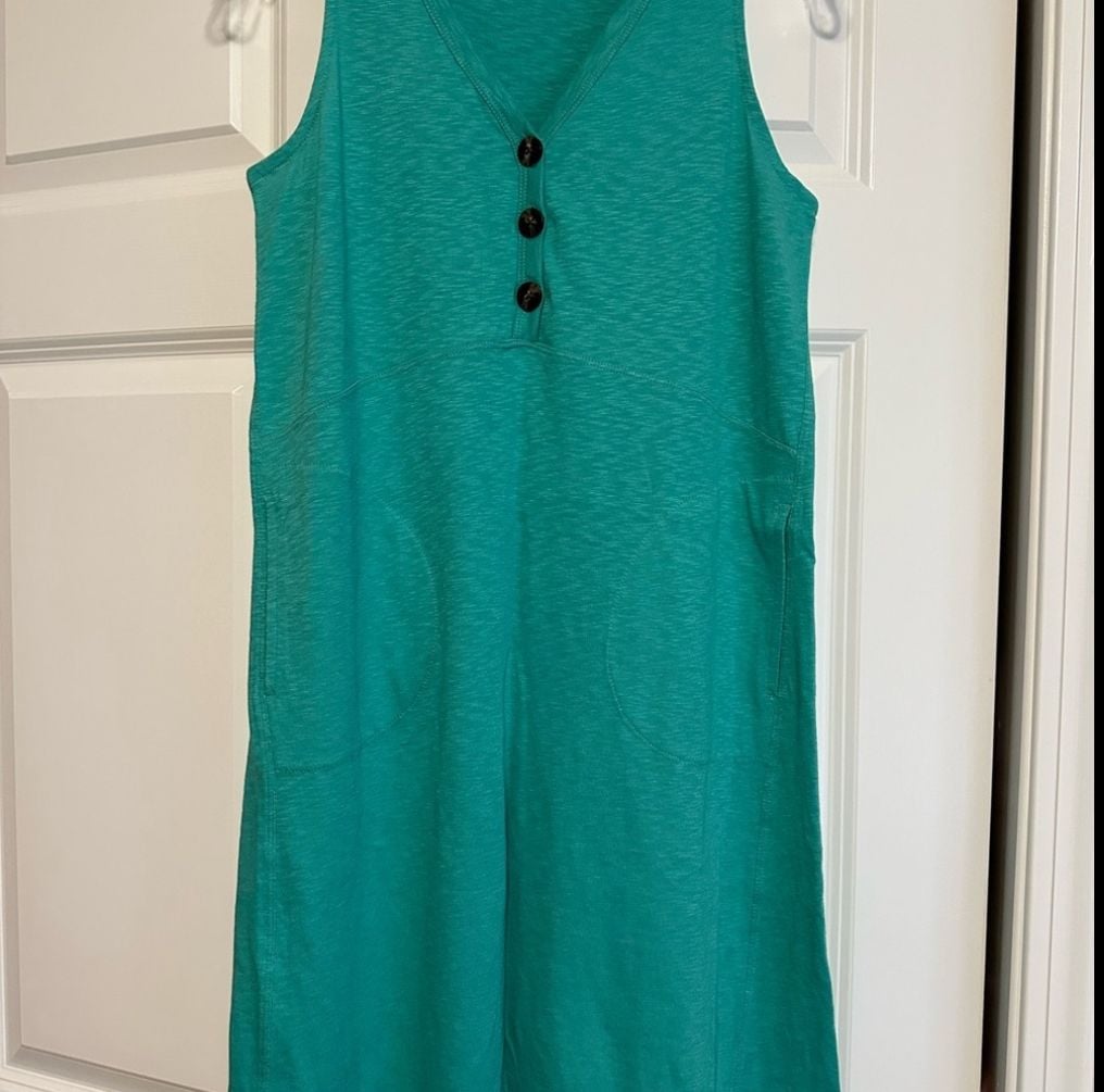 J. Jill Green Buttoned V-neck Sundress with pockets Petite XS 2