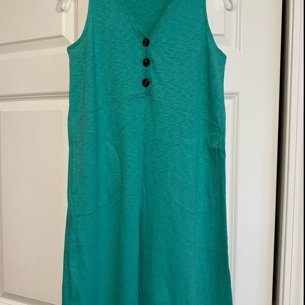 J. Jill Green Buttoned V-neck Sundress with pockets Petite XS