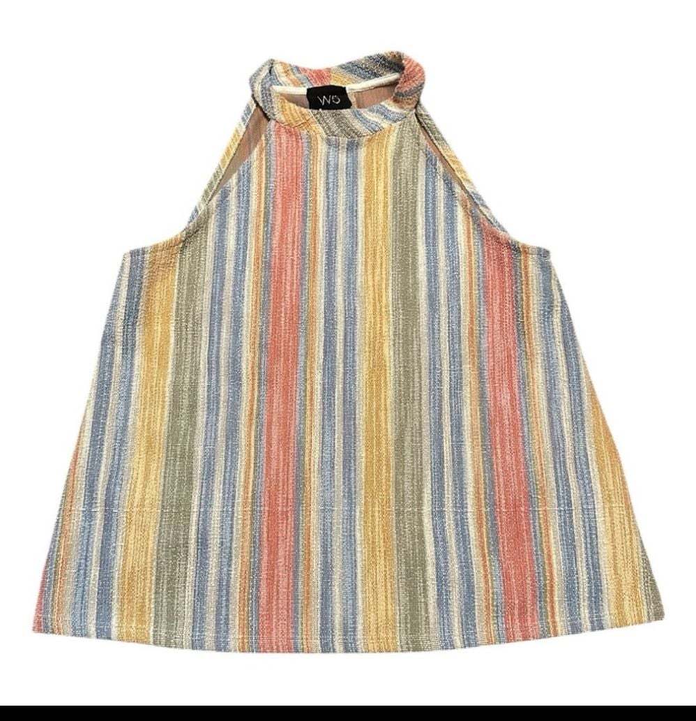 Women’s Anthropology W5 Halter Style Blouse Rainbow Stripe 2