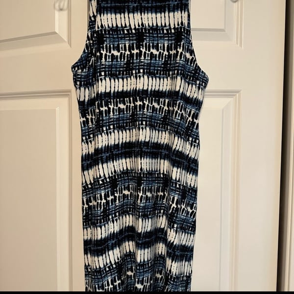  Athleta High Neck Santorini Dress in Blue Ikat Womens Tie Dye Size Small