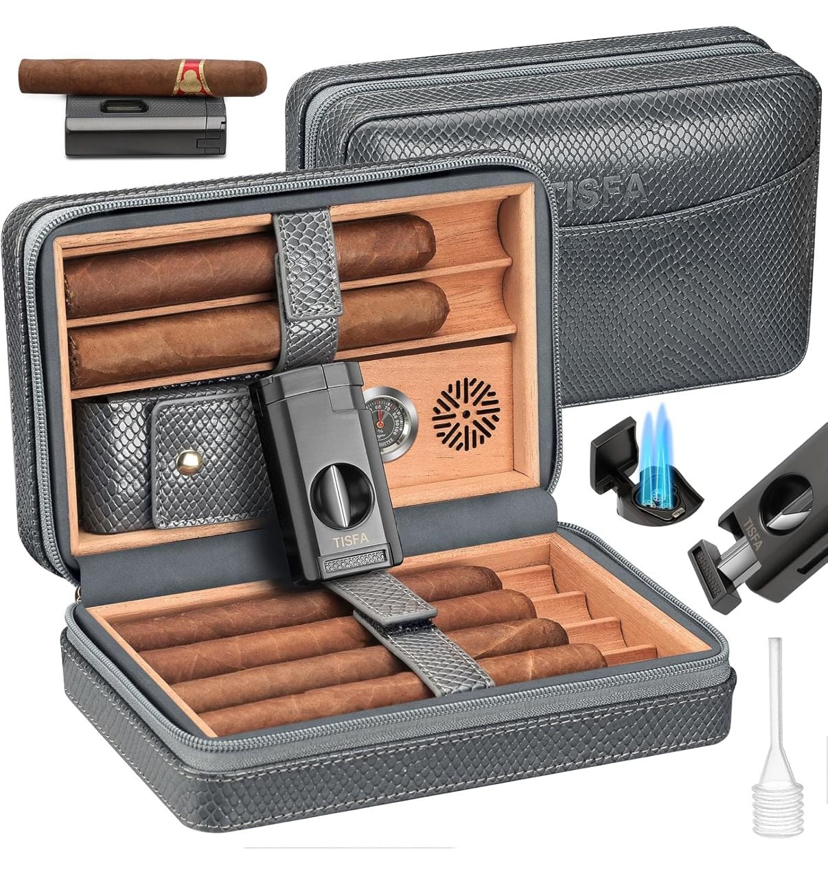 Luxury Leather Travel Cigar Humidor with Accessories 1