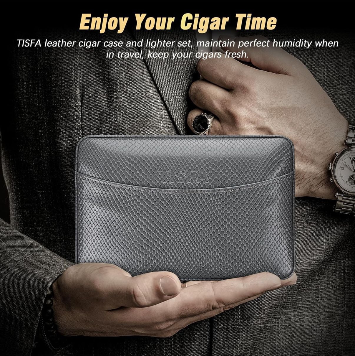 Luxury Leather Travel Cigar Humidor with Accessories 6