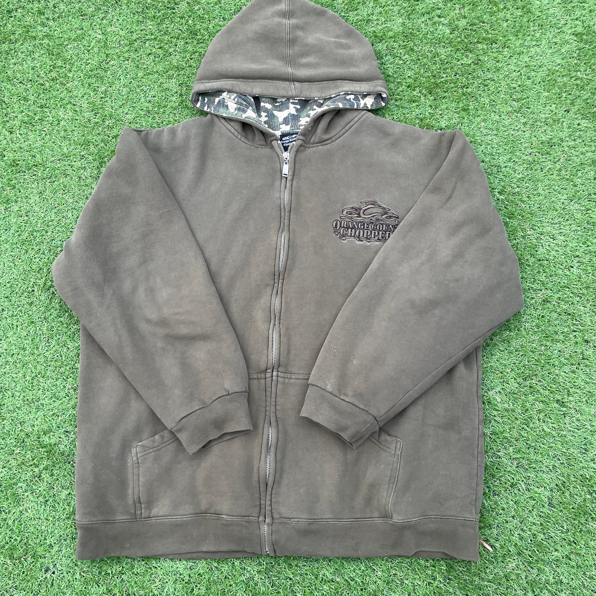 Olive Green Orange County Choppers Zip-Up Hoodie 1
