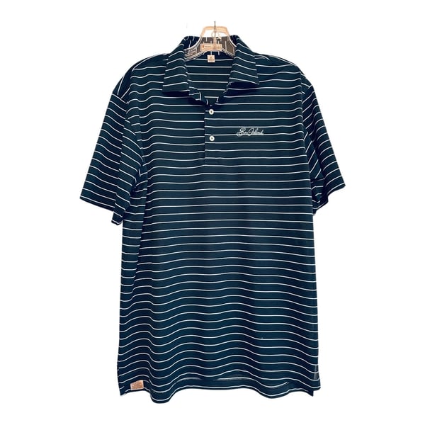 Peter Millar Summer Collection Mens Size Med Navy Striped Golf Polo Shirt 
