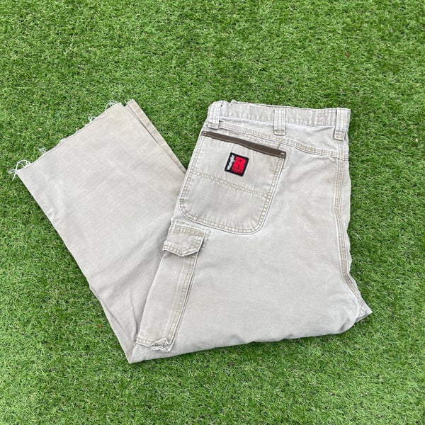 Wrangler Riggs Pants 42x30 Tan Beige Khaki Rip Stop Work Wear WorkWear Leather