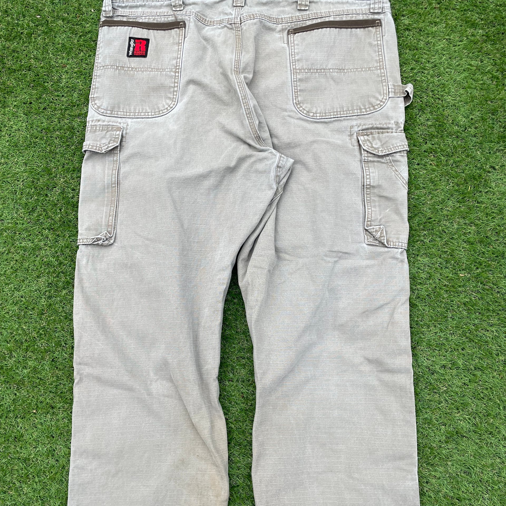 Wrangler Riggs Pants 42x30 Tan Beige Khaki Rip Stop Work Wear WorkWear Leather 3
