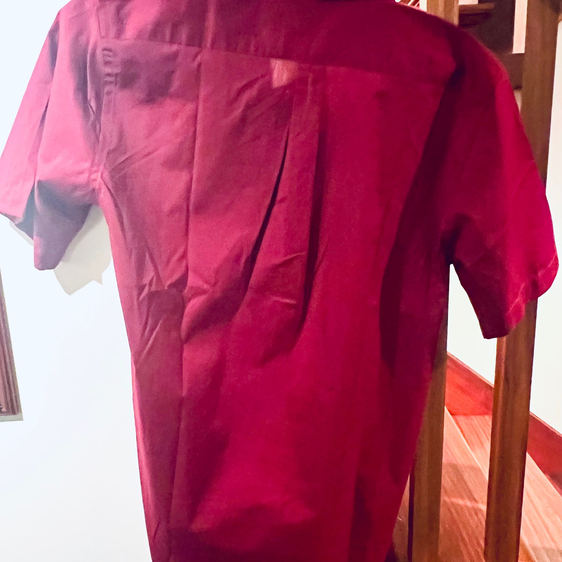 Men's Short Sleeve Red Button-Up Shirt 3