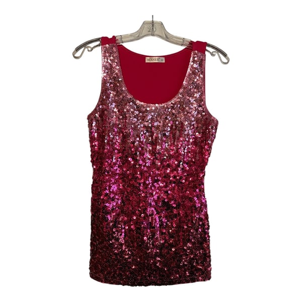 Maner Womens MED Pink Stretch Ombré Sequin Tank