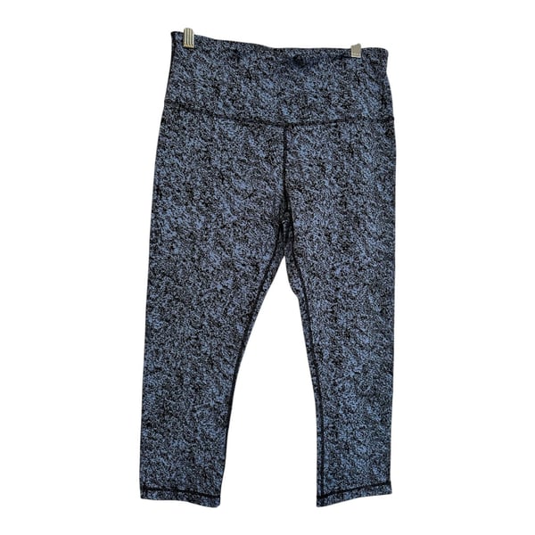 Kirkland Signature Womens LG Blue Capri Yoga Leggings with High-Rise Waistband 