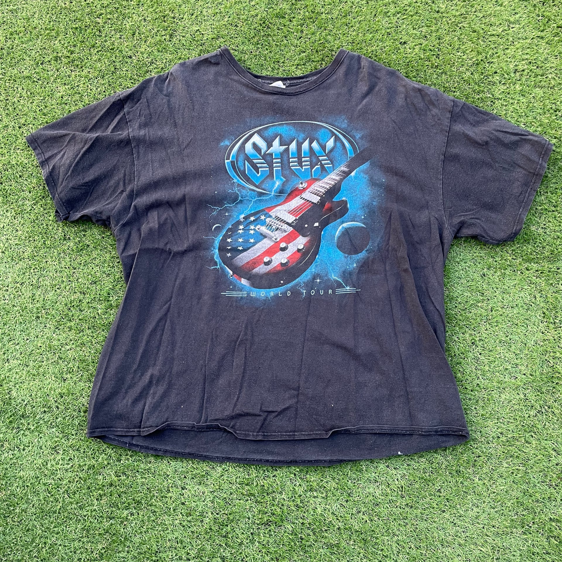 Styx World Tour Black Guitar Graphic T-Shirt Size XXL Vintage 1