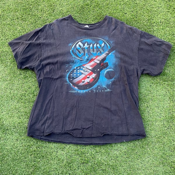 Styx World Tour Black Guitar Graphic T-Shirt Size XXL Vintage