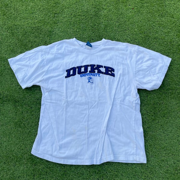 Vintage 90s Nike Duke University Blue Devils T-Shirt Gray Blue XL