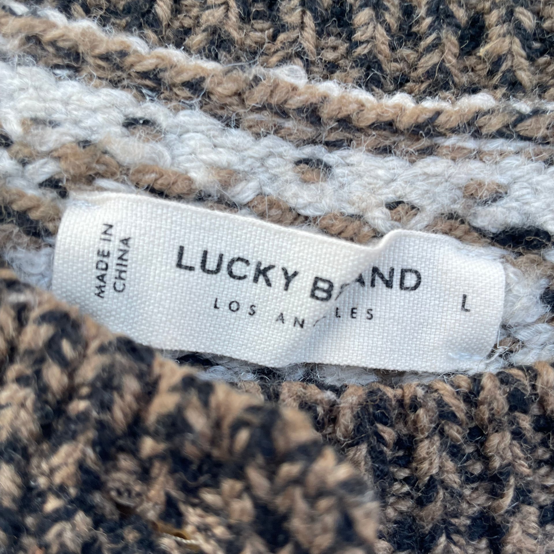 LUCKY BRAND Fair Isle Long Cardigan Sweater In Oatmeal Medium Viral NWT 3