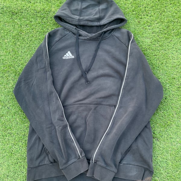 Adidas black windbreaker jacket with white strip on sleeves