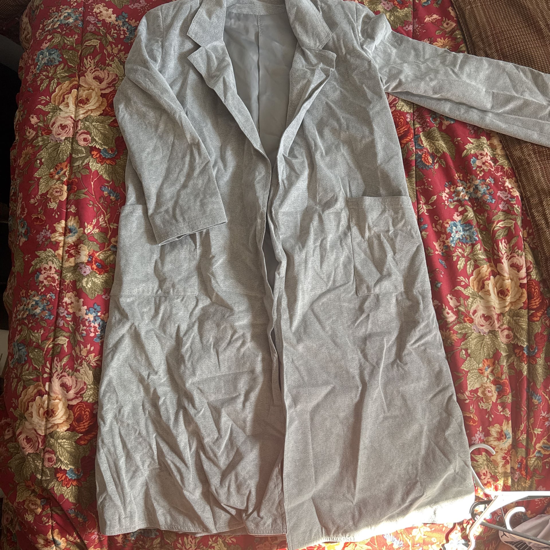 Women's Gray Longline Coat 1