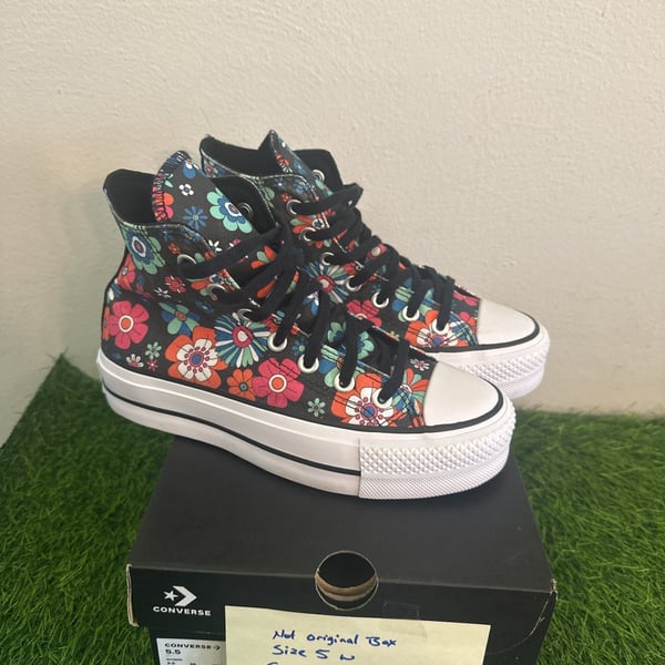 NEW Womens Converse Chuck Taylor All Star Lift Hi Black Y2K Floral PLATFORM