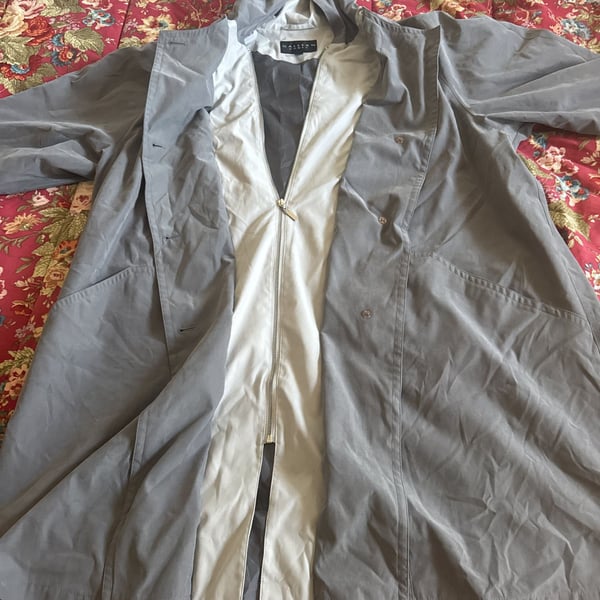 Gallery Womens Hooded All Weather Rain Coat Beige Zip & Button Size L