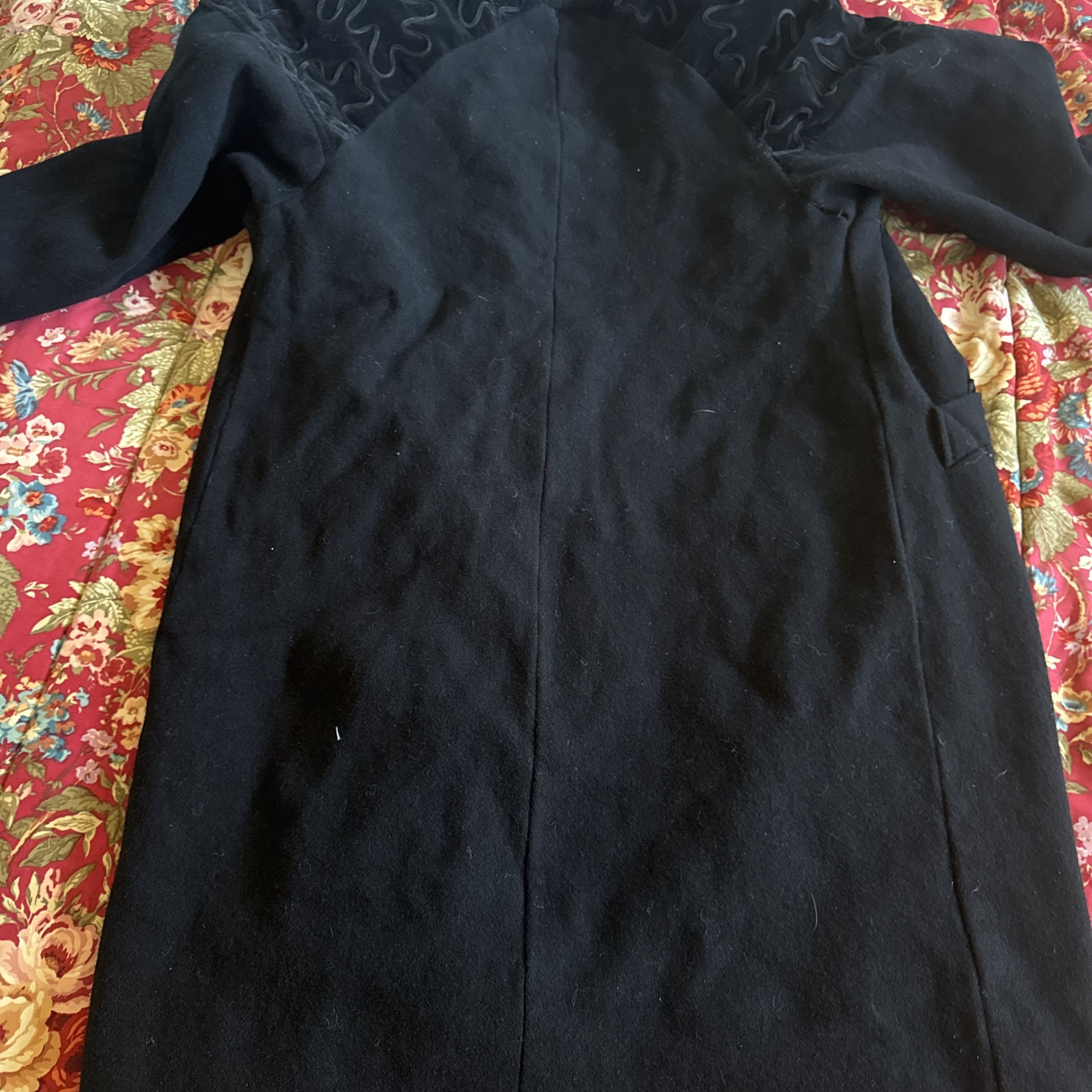 Stephanie Matthews Womens VTG Wool Long Trench Coat Lined Pockets Black Size 12 3