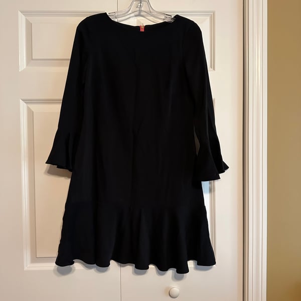 Sail to Sable Womens SZ 4 Black Dress  Flared Sleeves and Ruffled Hemline
