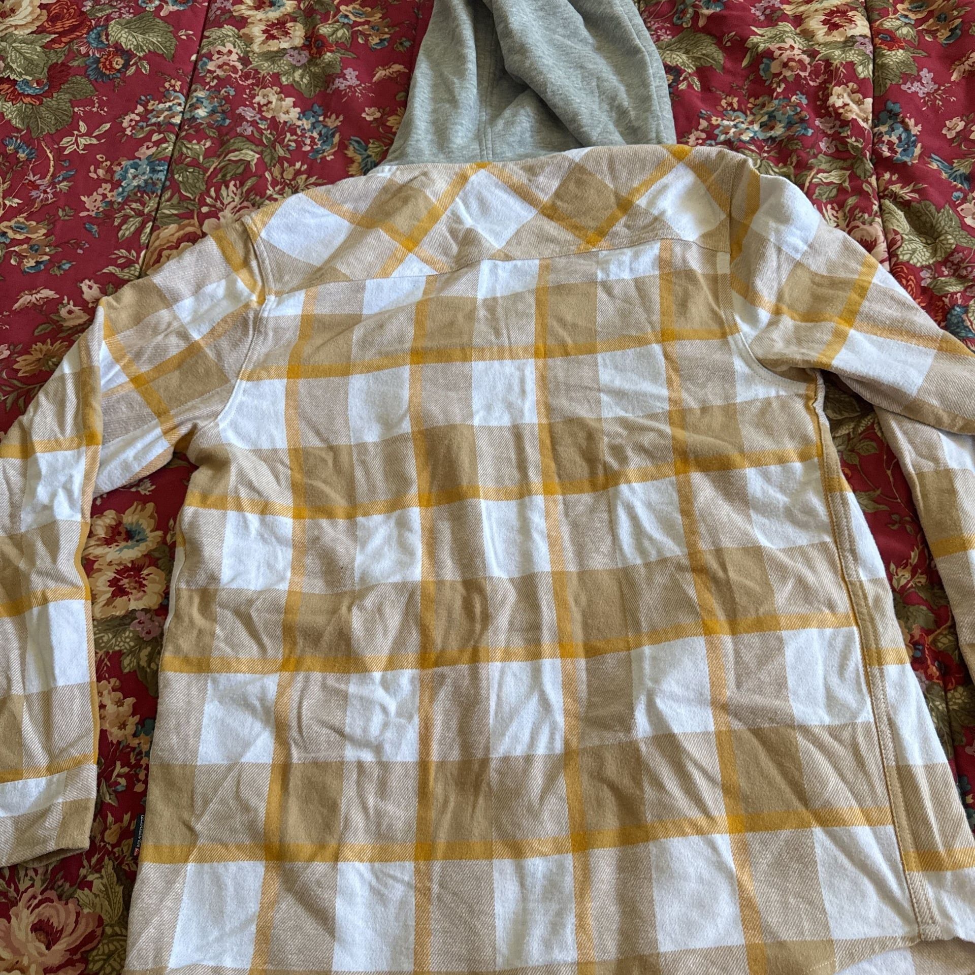 Vintage Quiksilver Men Hoodie Small Yellow White Plaid 1
