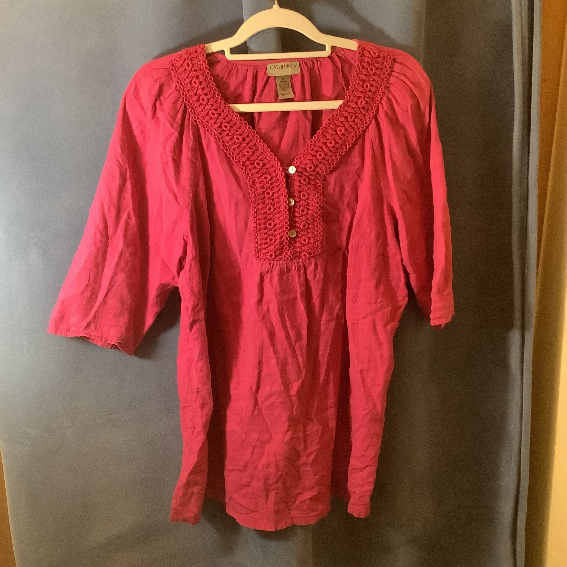 Women's Red Crochet Trim Blouse 2