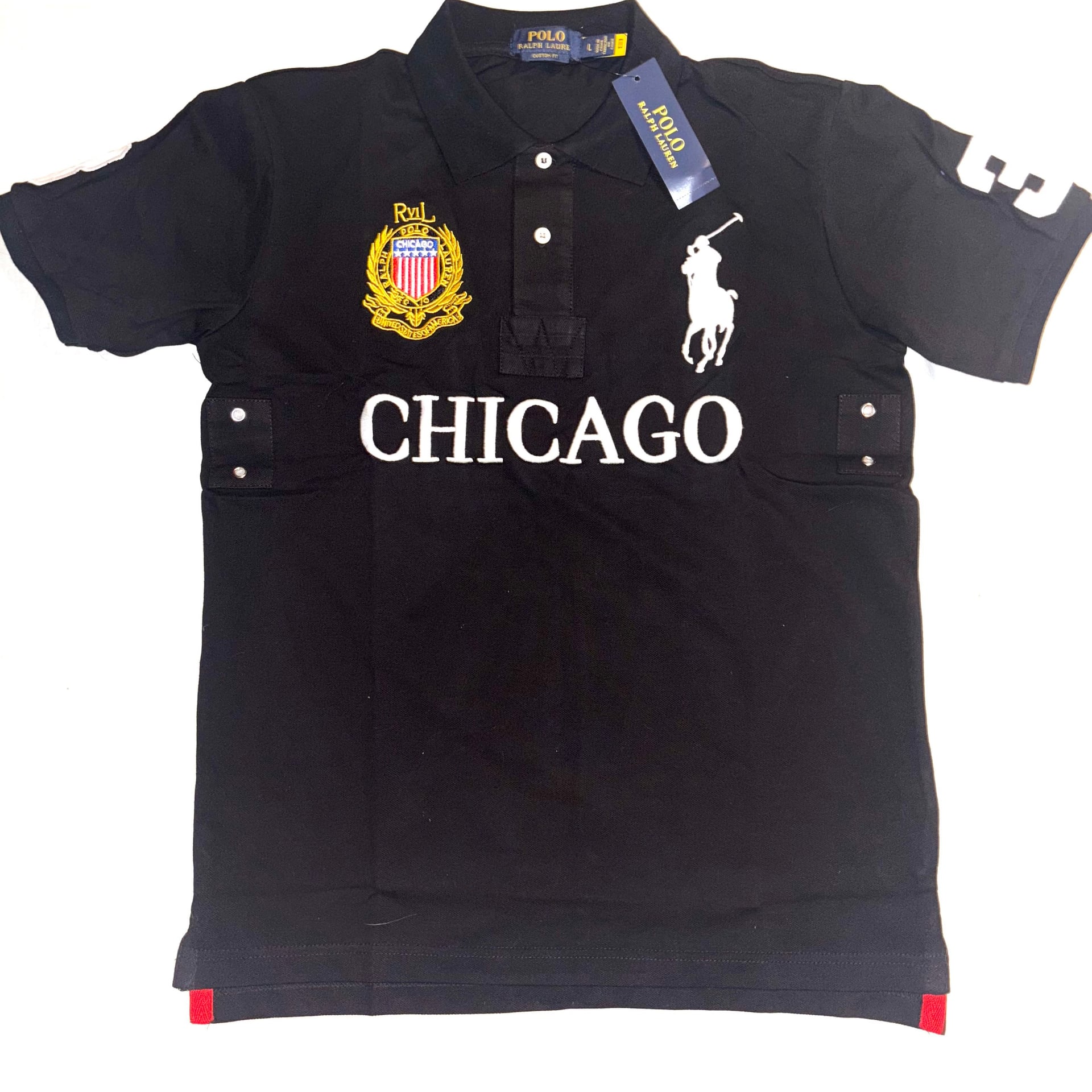 Polo Ralph Lauren black and white polo shirt Chicago L 1