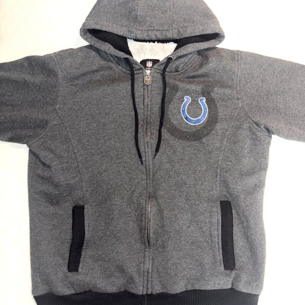 Indianapolis Colts Full Zip Up Hoodie Sherpa Lined Men Medium NFL Pro Line Heavy