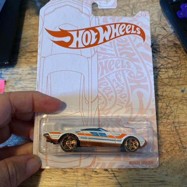 Hot Wheels 52nd Anniversary Pearl & Chrome Muscle Speeder Gamestop Exclusive