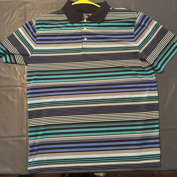 Chaps 78 Golf Stay-Dry Men L Polo Shirt Short Sleeve Striped polyester blend