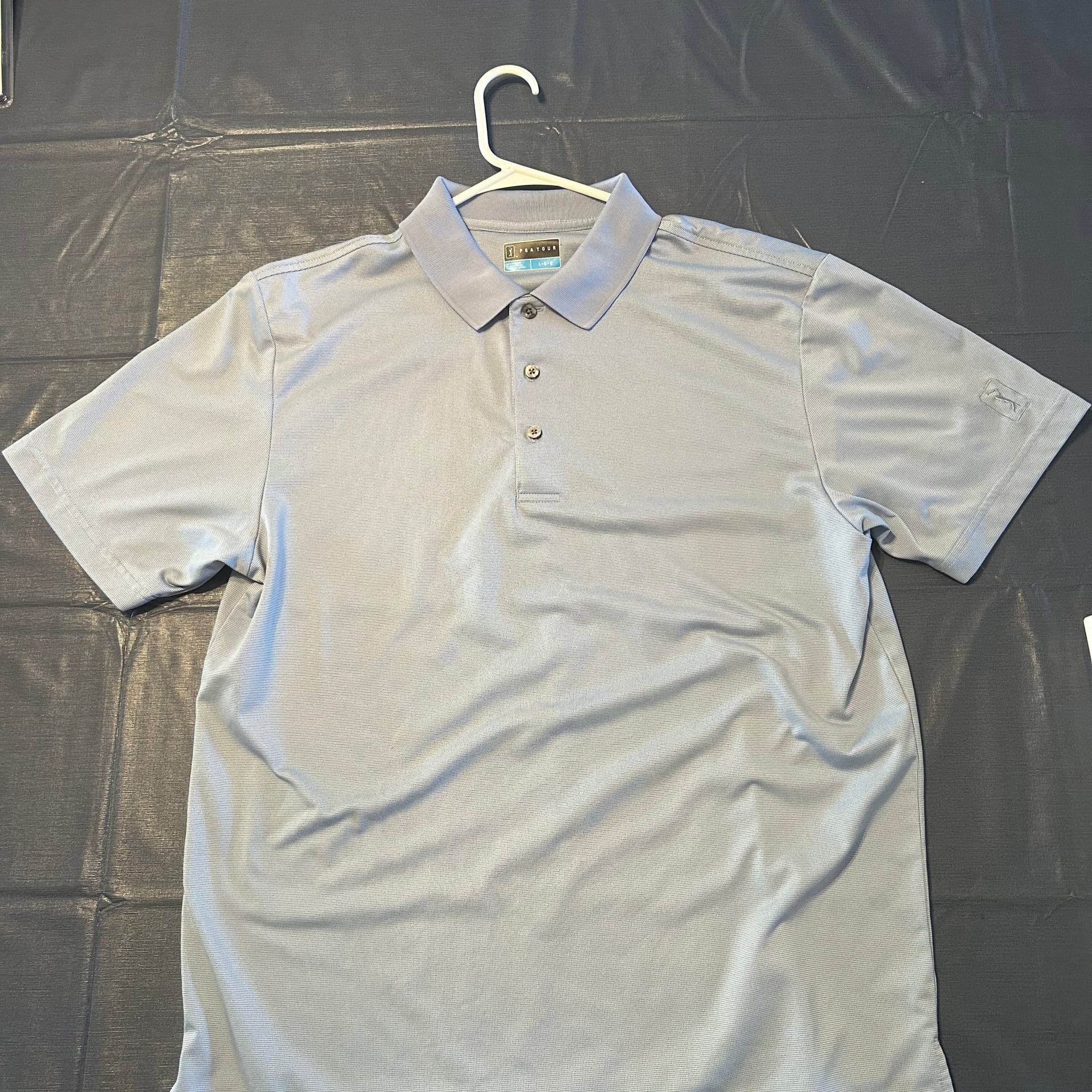 PGA Tour Golf Shirt Men's L Collared Short Sleeve Polo With Logo 1