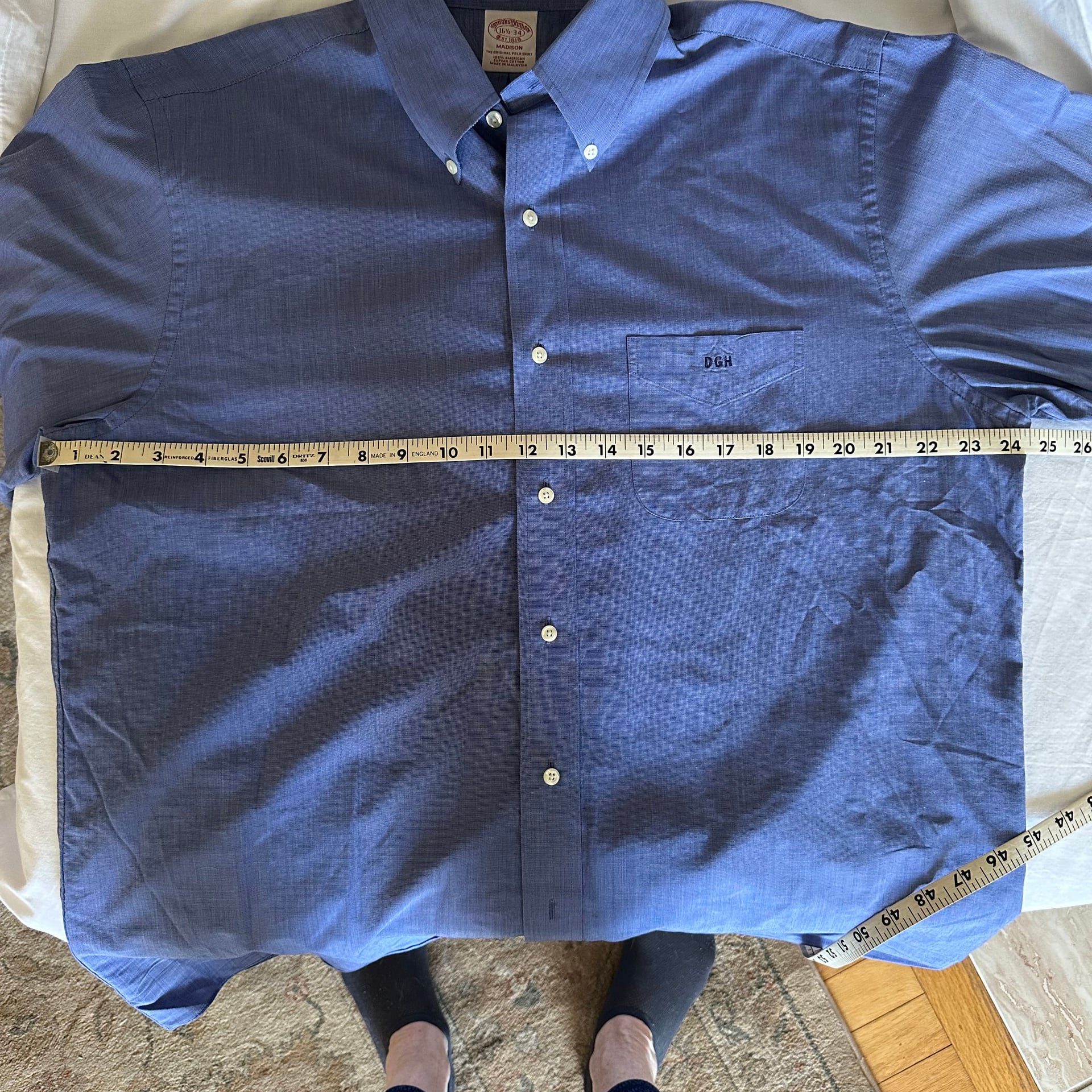 Brooks Brothers Oxford Dress Longsleeve Shirt Mens 34 Blue Reg Fit 100% Cotton 3