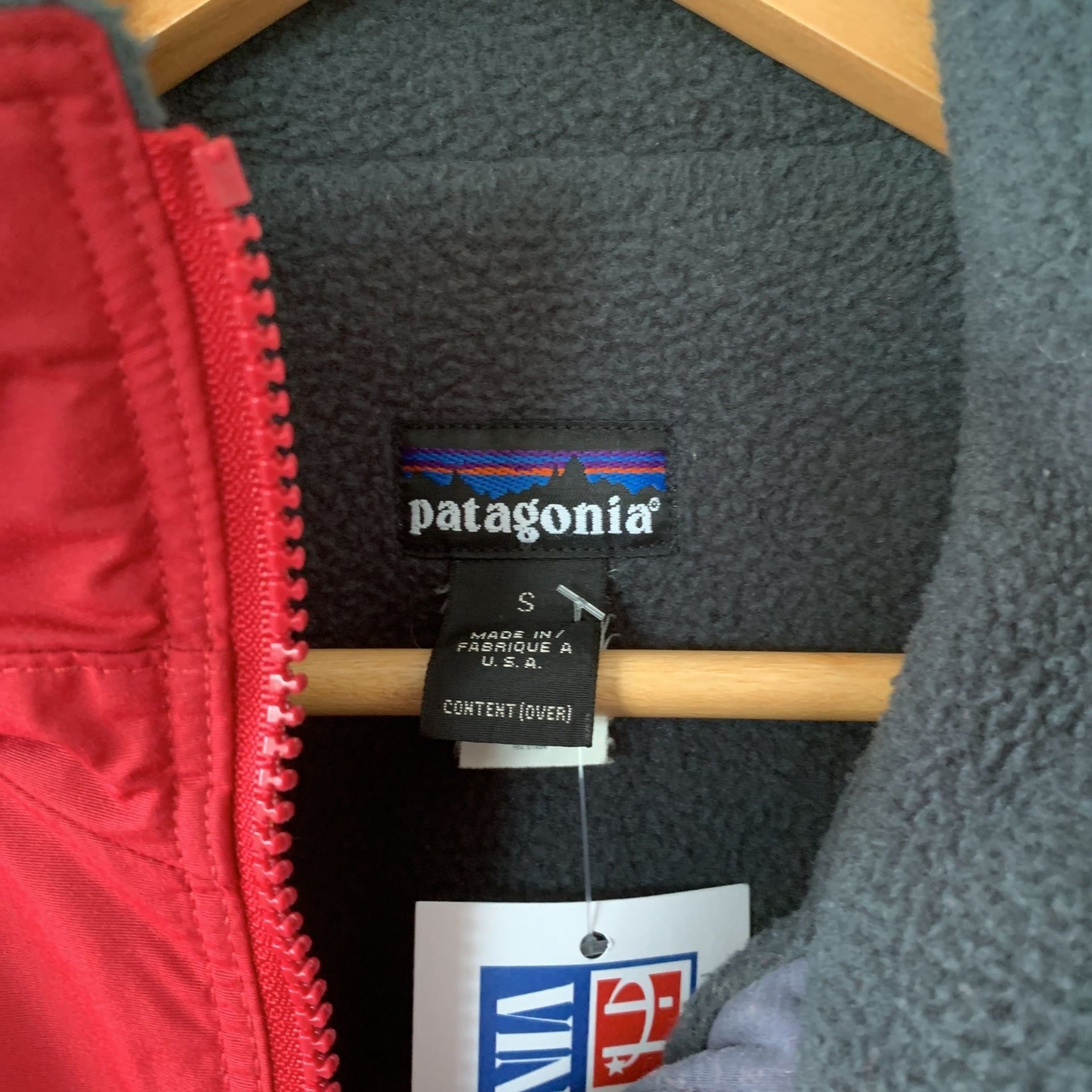 1990’s Patagonia Made In USA Full Zip Fleece Lined Nylon Jacket Red Size S OF 3