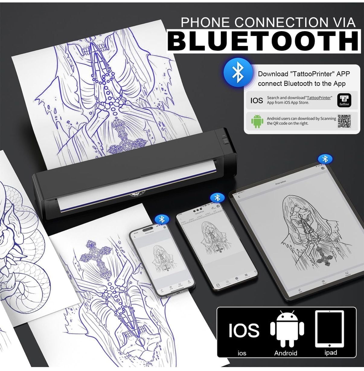 Wireless Tattoo Stencil Printer with Bluetooth 2